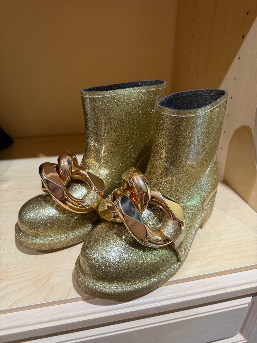 JW Anderson gold glitter boots